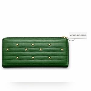✨ Couture Gems Green Zip Wallet Studded Quilted NWT ✨